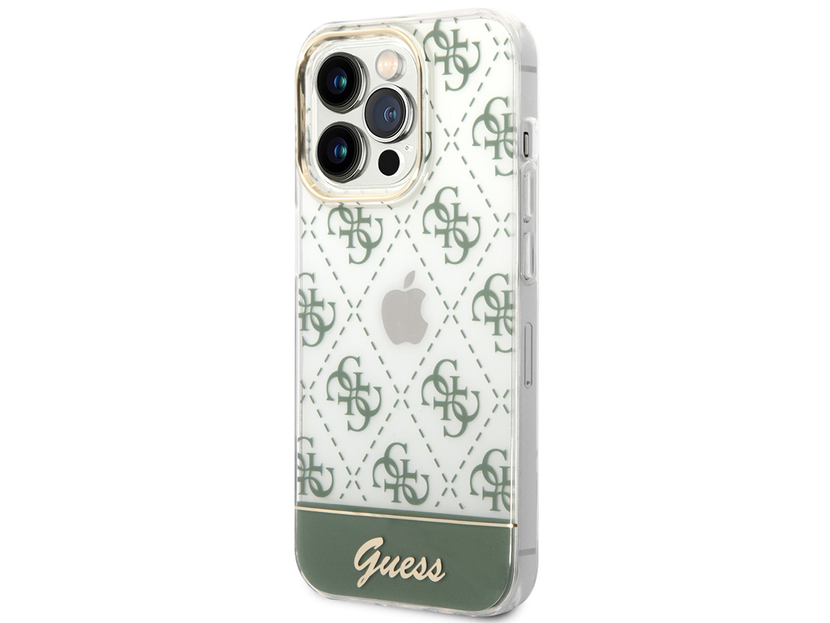 Guess 4G Monogram TPU Case Groen - iPhone 14 Pro hoesje