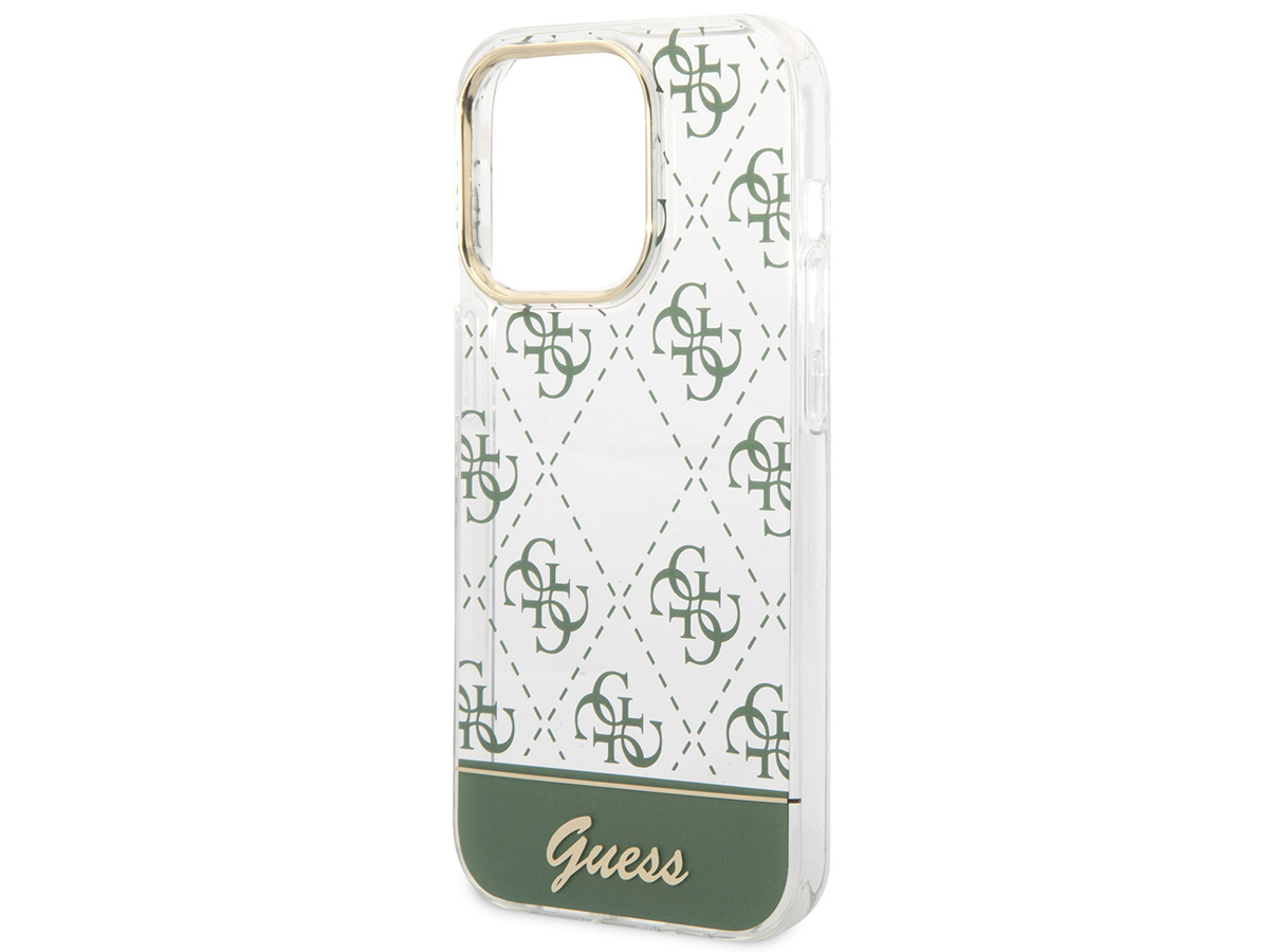 Guess 4G Monogram TPU Case Groen - iPhone 14 Pro hoesje