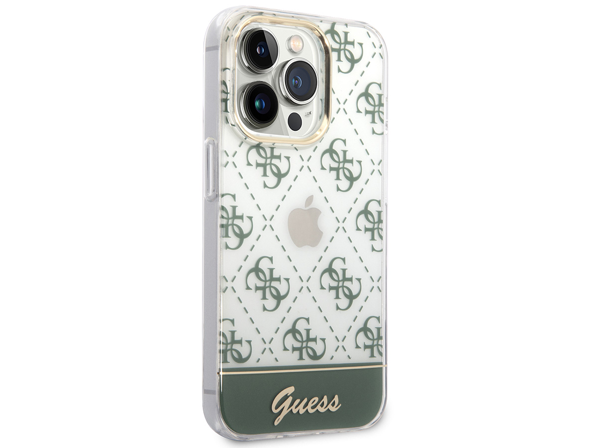 Guess 4G Monogram TPU Case Groen - iPhone 14 Pro hoesje