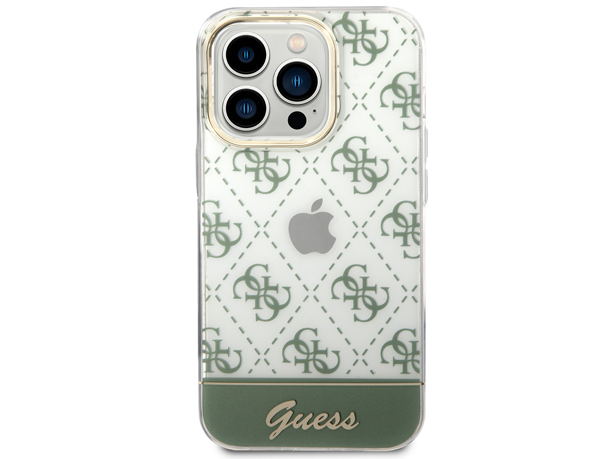 Guess 4G Monogram TPU Case Groen - iPhone 14 Pro hoesje