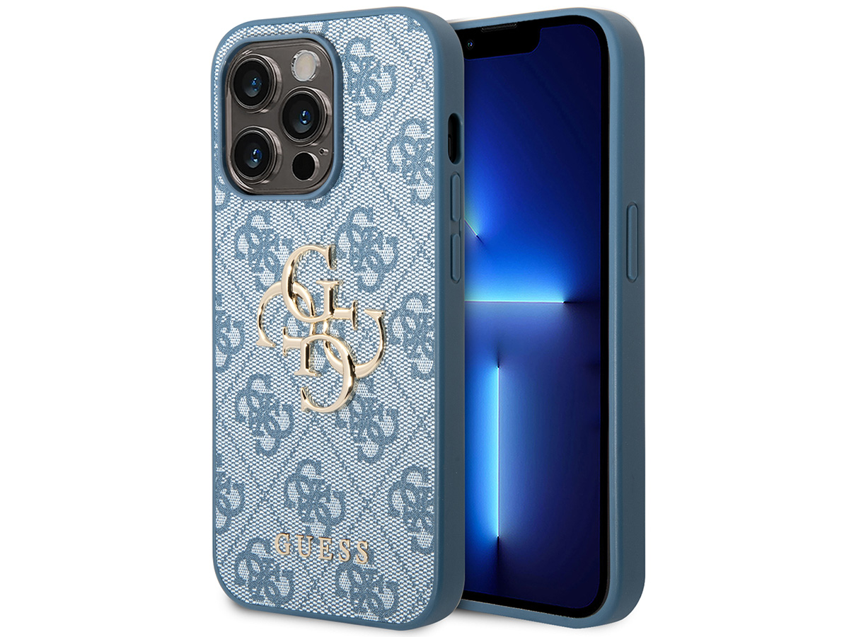 Guess Big 4G Monogram Case Blauw - iPhone 14 Pro hoesje