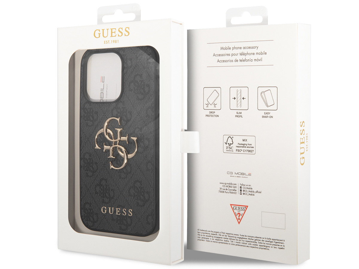 Guess Big 4G Monogram Case Grijs - iPhone 14 Pro hoesje