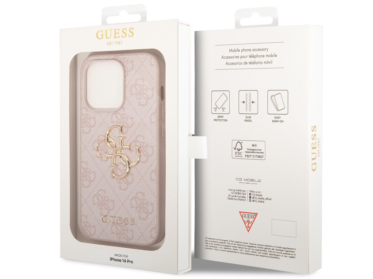 Guess Big 4G Monogram Case Roze - iPhone 14 Pro hoesje