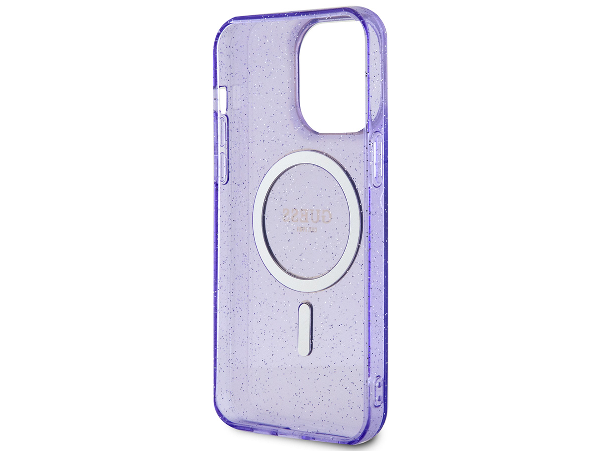 Guess Glitter MagSafe TPU Case Paars - iPhone 14 Pro hoesje