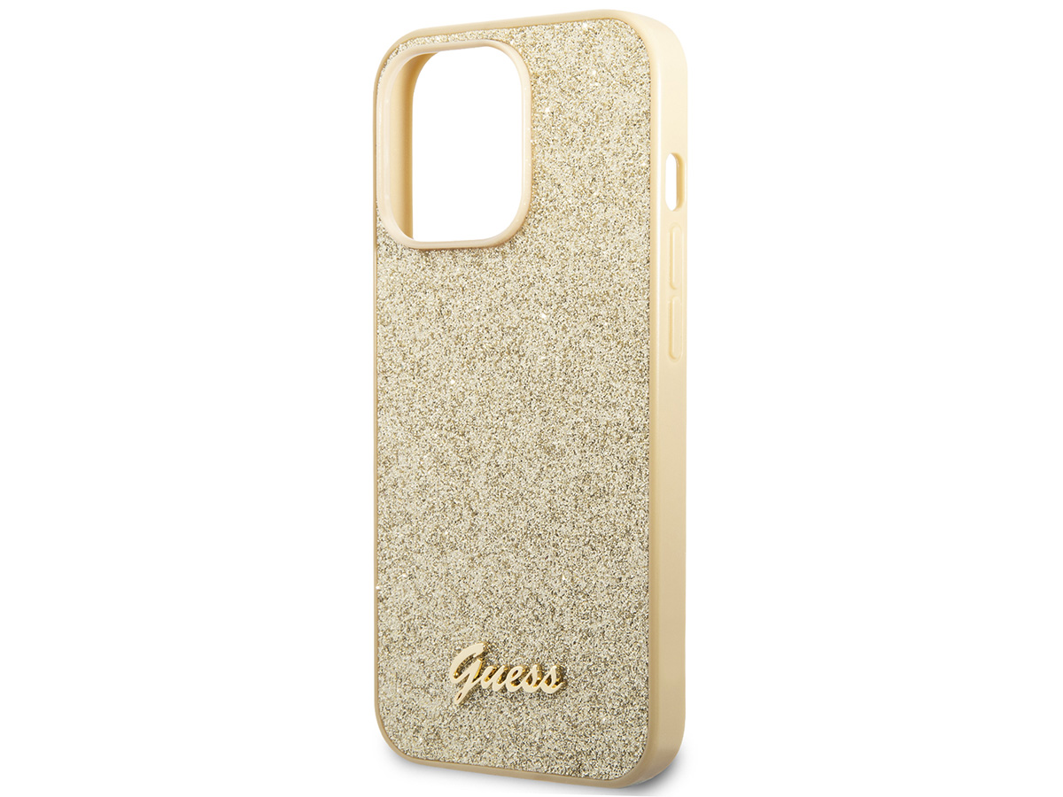 Guess Glitter TPU Case Goud - iPhone 14 Pro hoesje