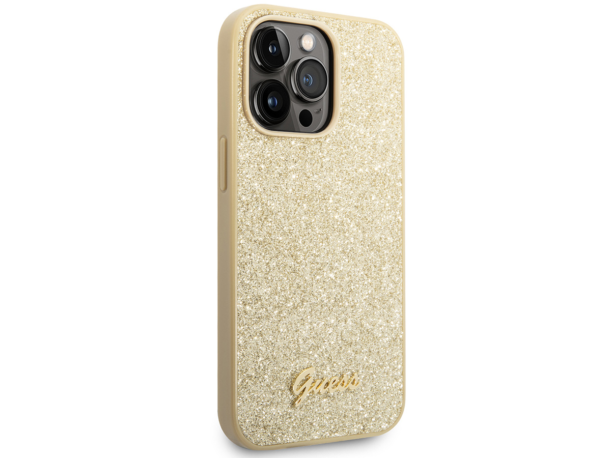 Guess Glitter TPU Case Goud - iPhone 14 Pro hoesje