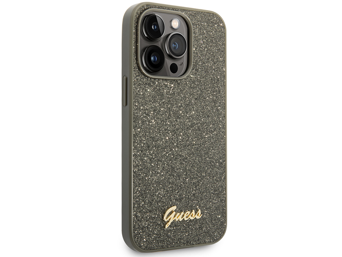 Guess Glitter TPU Case Groen - iPhone 14 Pro hoesje