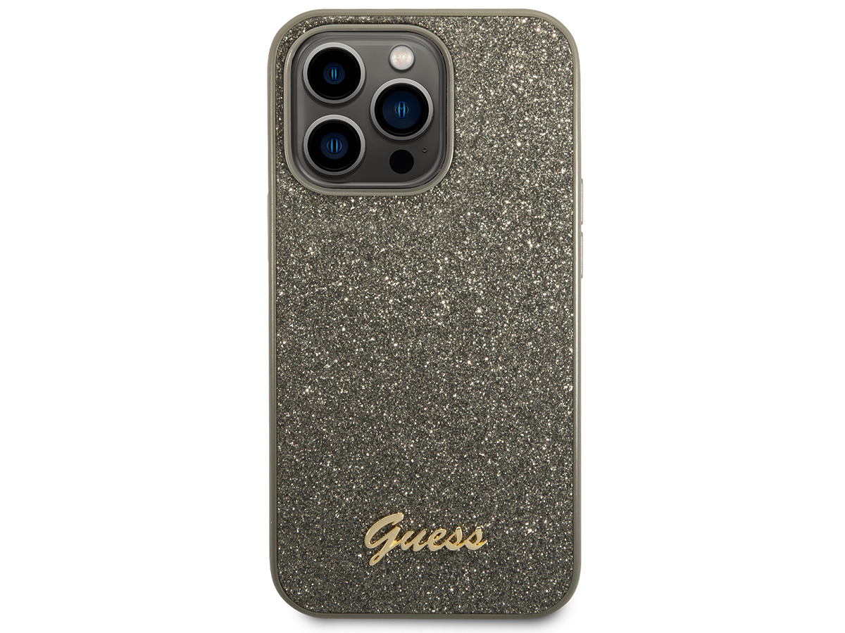 Guess Glitter TPU Case Groen - iPhone 14 Pro hoesje
