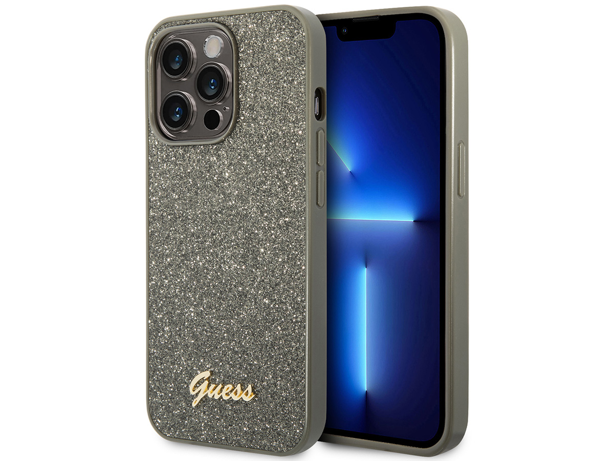 Guess Glitter TPU Case Groen - iPhone 14 Pro hoesje