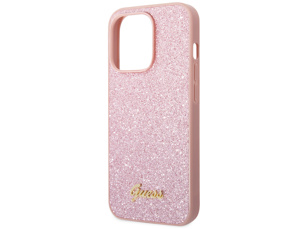 Guess Glitter TPU Case Roze - iPhone 14 Pro hoesje