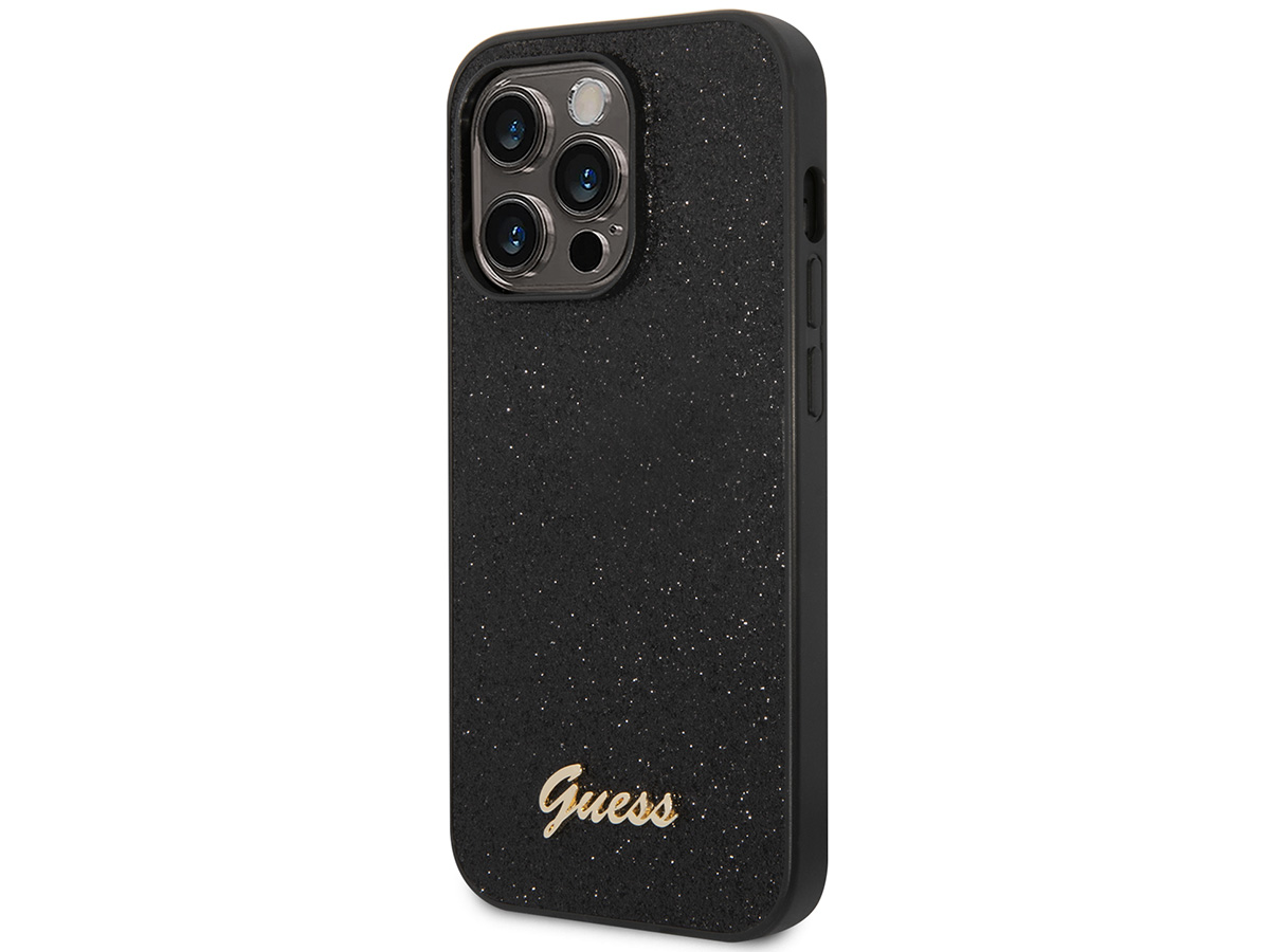 Guess Glitter TPU Case Zwart - iPhone 14 Pro hoesje
