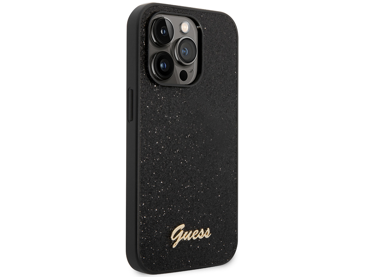 Guess Glitter TPU Case Zwart - iPhone 14 Pro hoesje