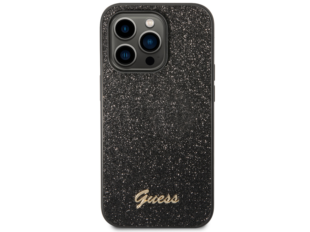 Guess Glitter TPU Case Zwart - iPhone 14 Pro hoesje