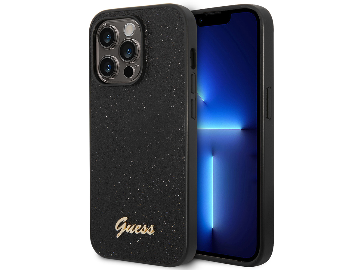 Guess Glitter TPU Case Zwart - iPhone 14 Pro hoesje