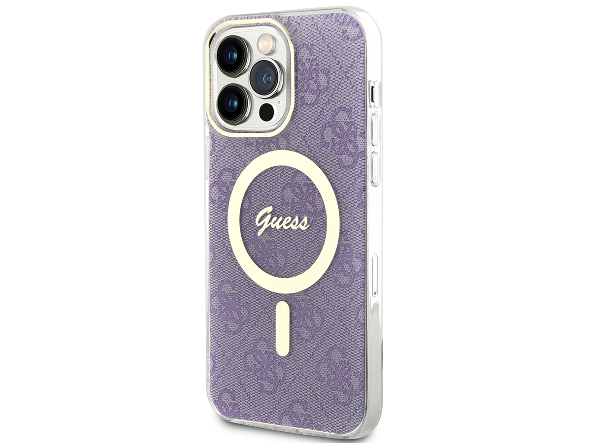 Guess Monogram MagSafe TPU Case Paars - iPhone 14 Pro hoesje