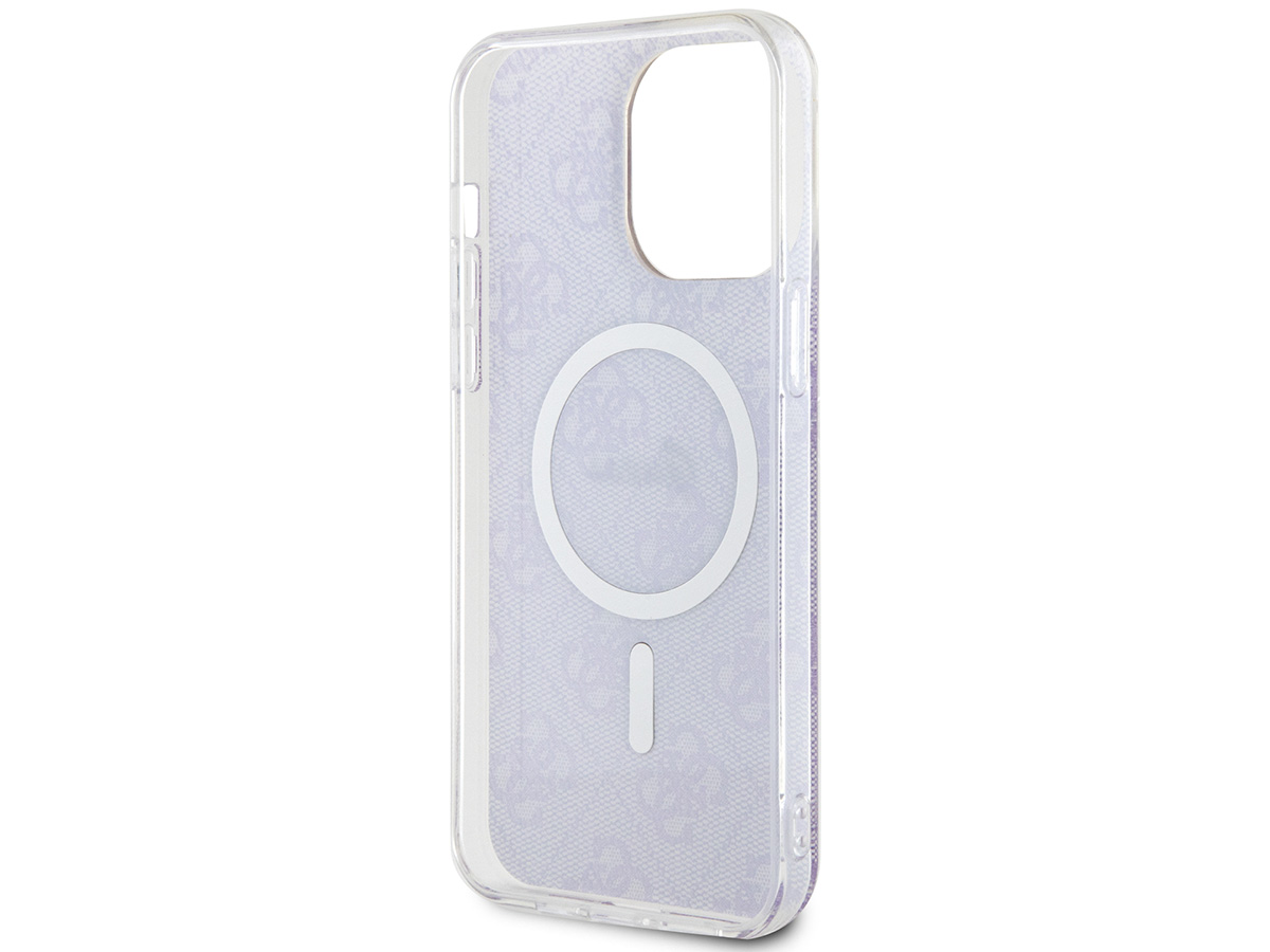 Guess Monogram MagSafe TPU Case Paars - iPhone 14 Pro hoesje