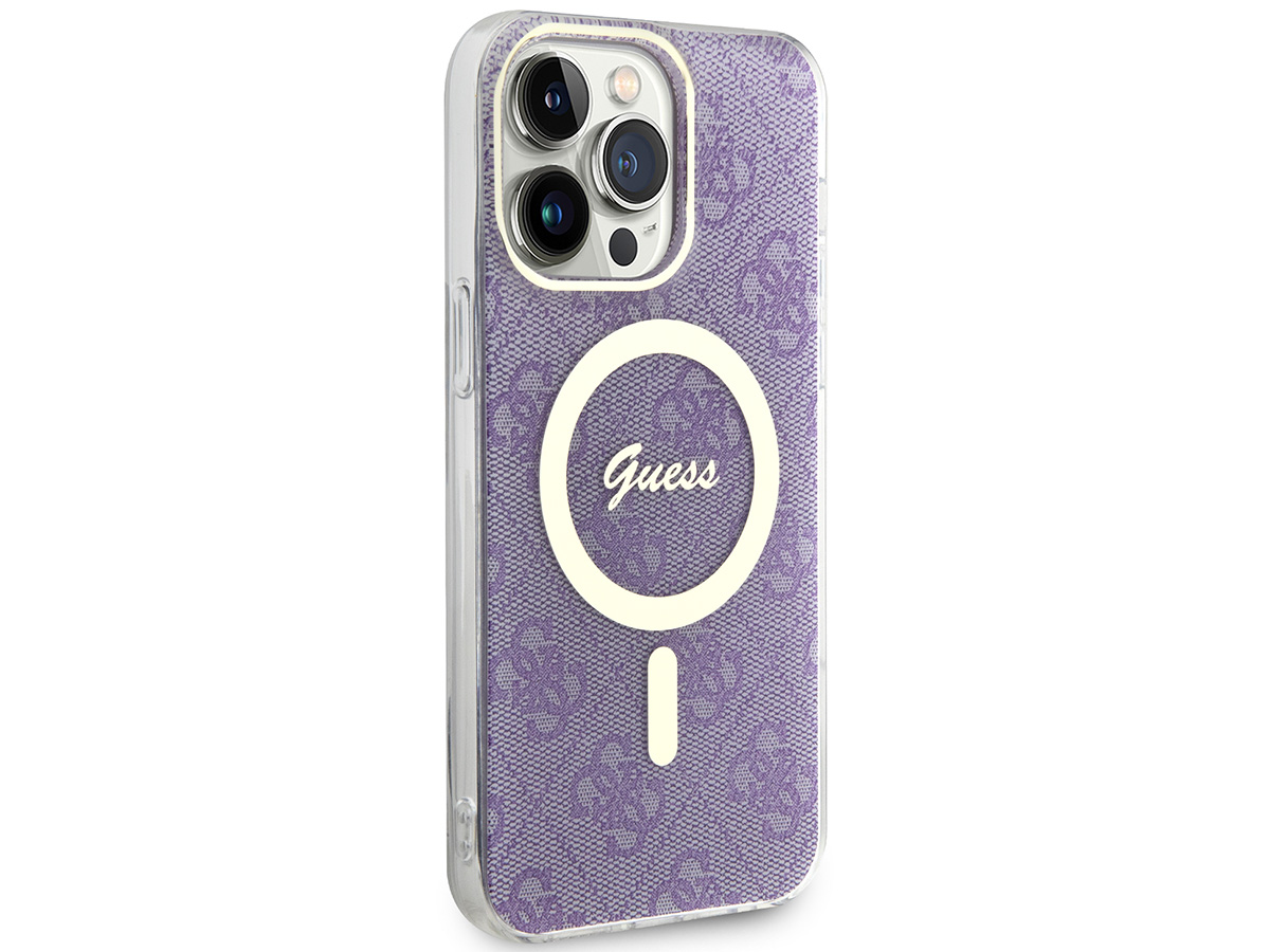 Guess Monogram MagSafe TPU Case Paars - iPhone 14 Pro hoesje