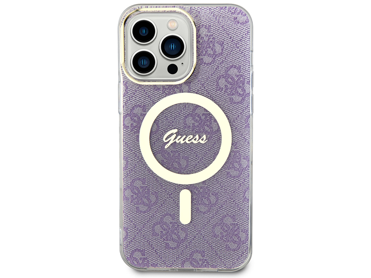 Guess Monogram MagSafe TPU Case Paars - iPhone 14 Pro hoesje