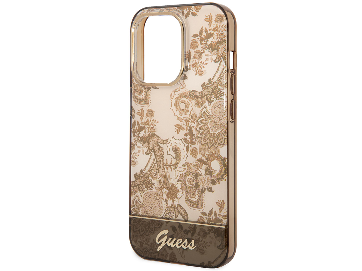 Guess Porcelain TPU Case Bruin - iPhone 14 Pro hoesje