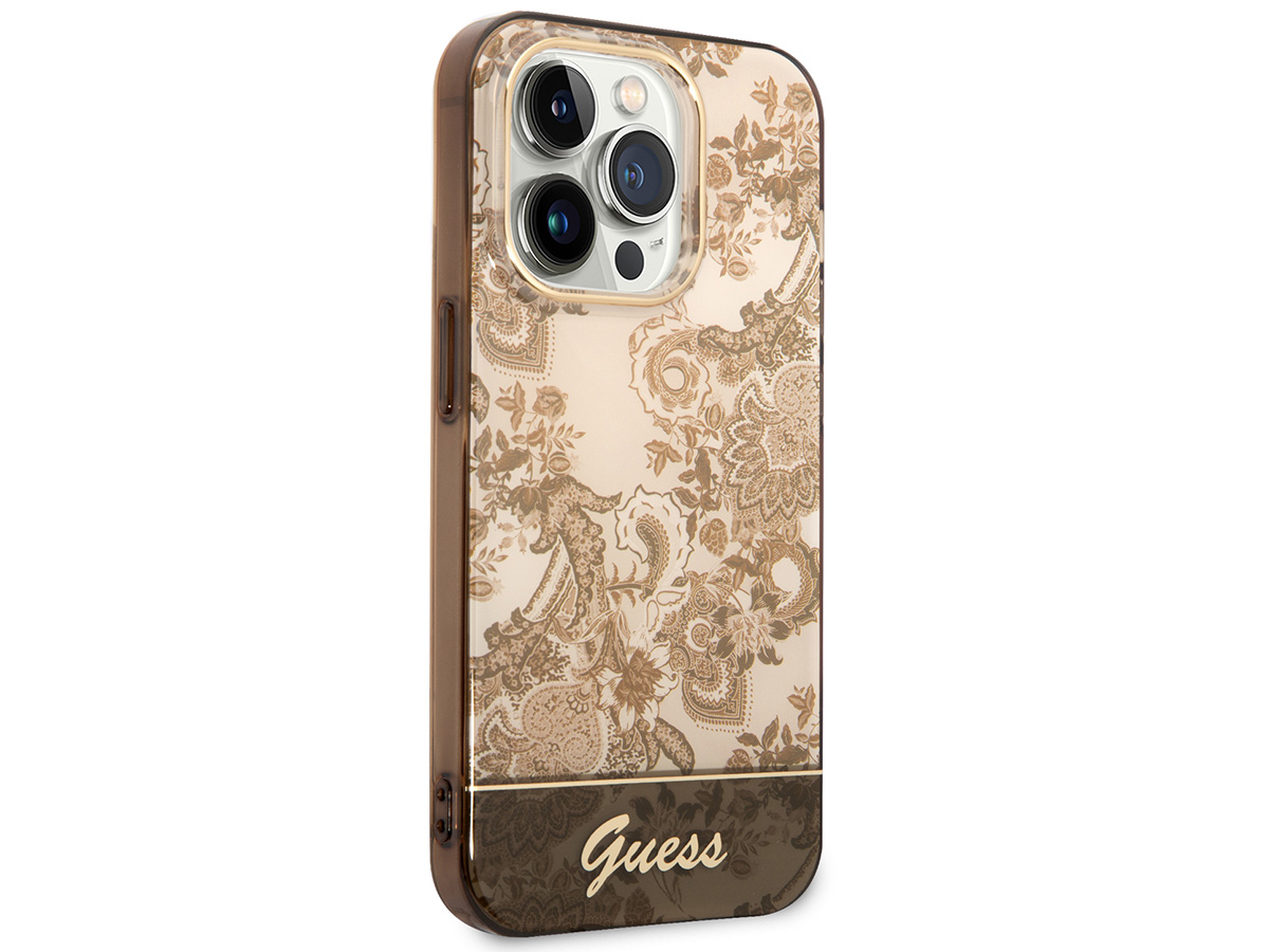 Guess Porcelain TPU Case Bruin - iPhone 14 Pro hoesje