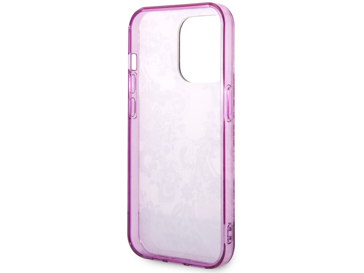 Guess Porcelain TPU Case Paars - iPhone 14 Pro hoesje