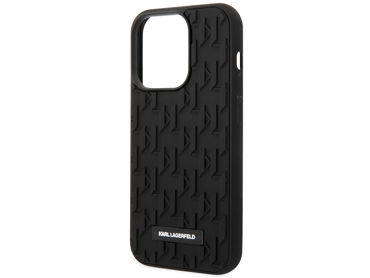 Karl Lagerfeld 3D Monogram Case Zwart - iPhone 14 Pro hoesje