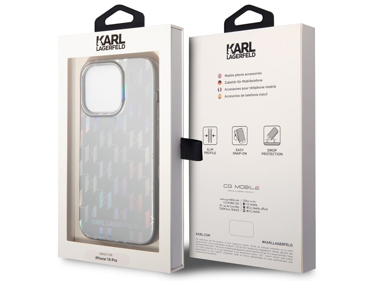 Karl Lagerfeld Iridescent Monogram Case - iPhone 14 Pro hoesje