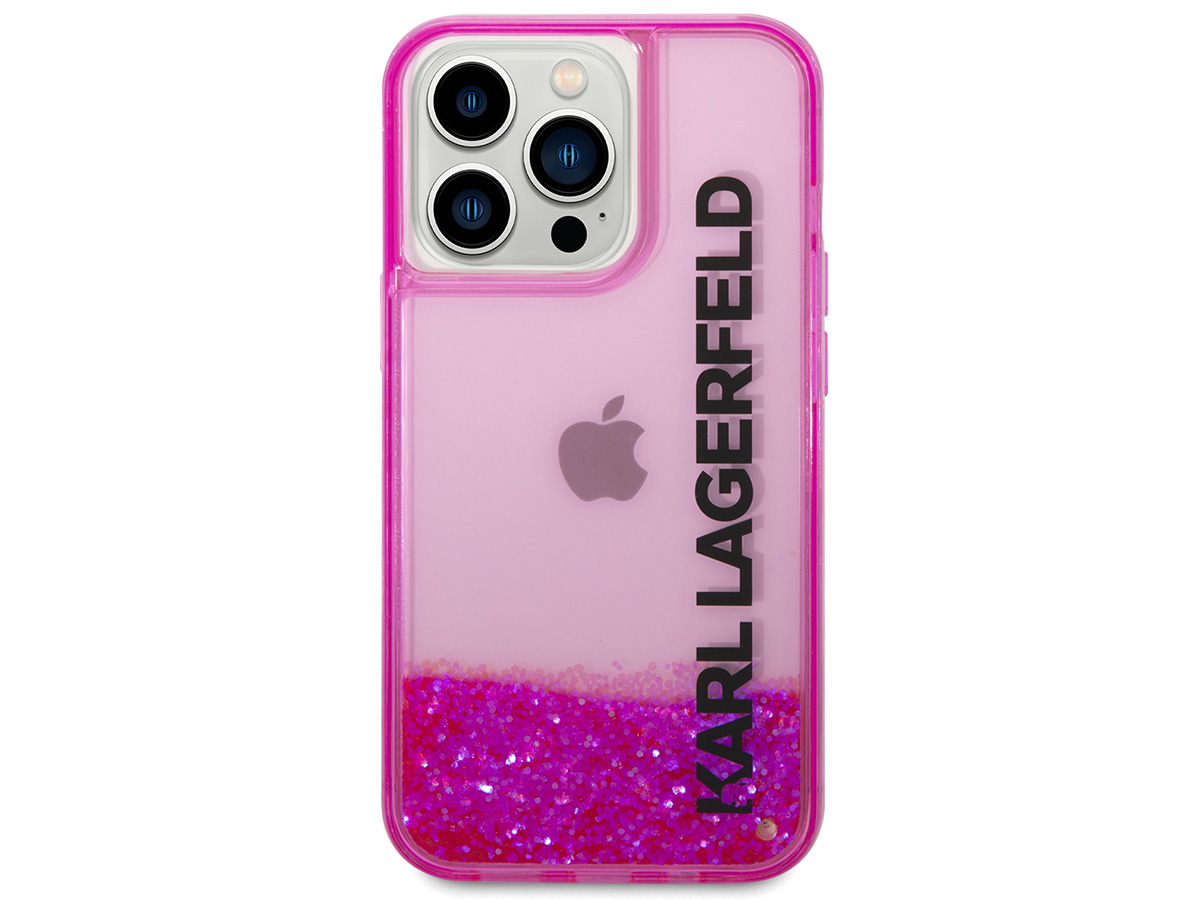 Karl Lagerfeld Liquid Glitter Case Roze - iPhone 14 Pro hoesje