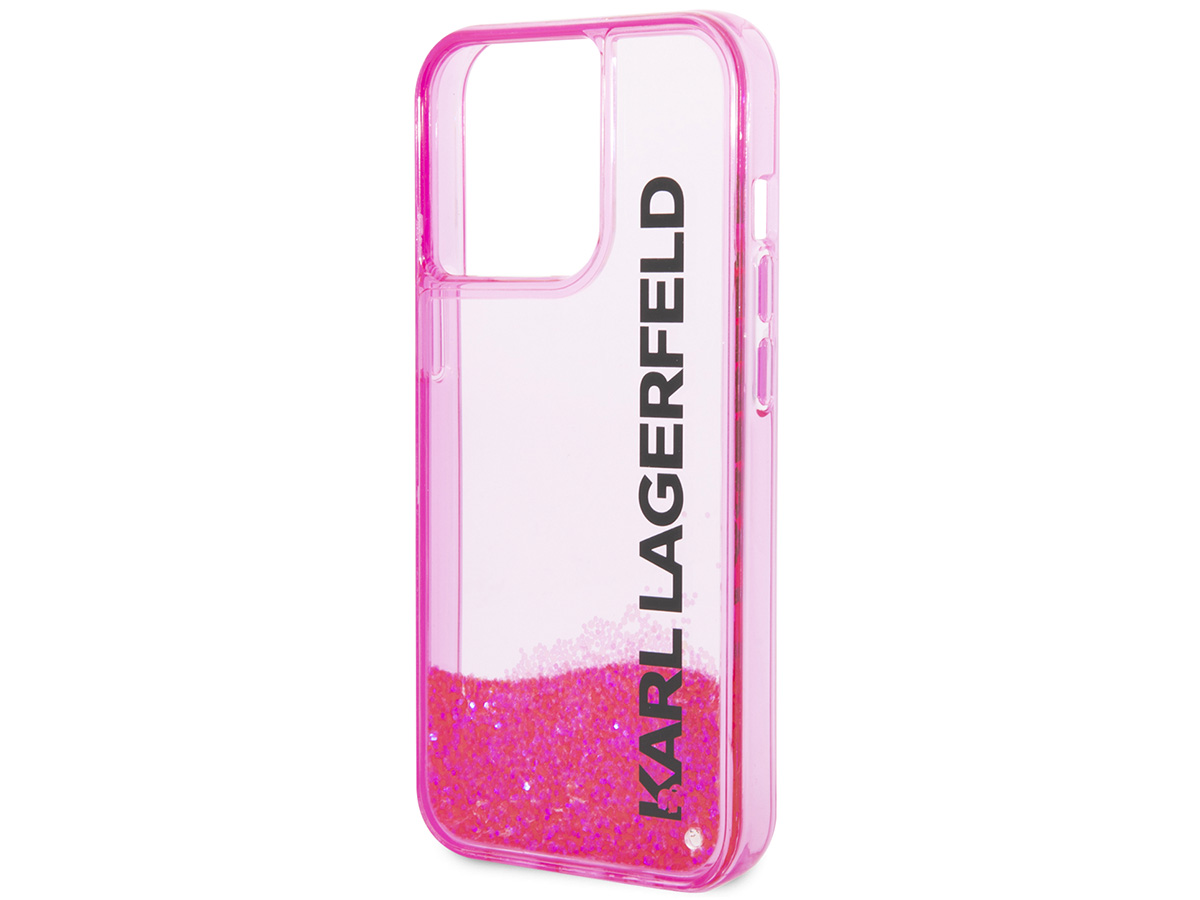 Karl Lagerfeld Liquid Glitter Case Roze - iPhone 14 Pro hoesje