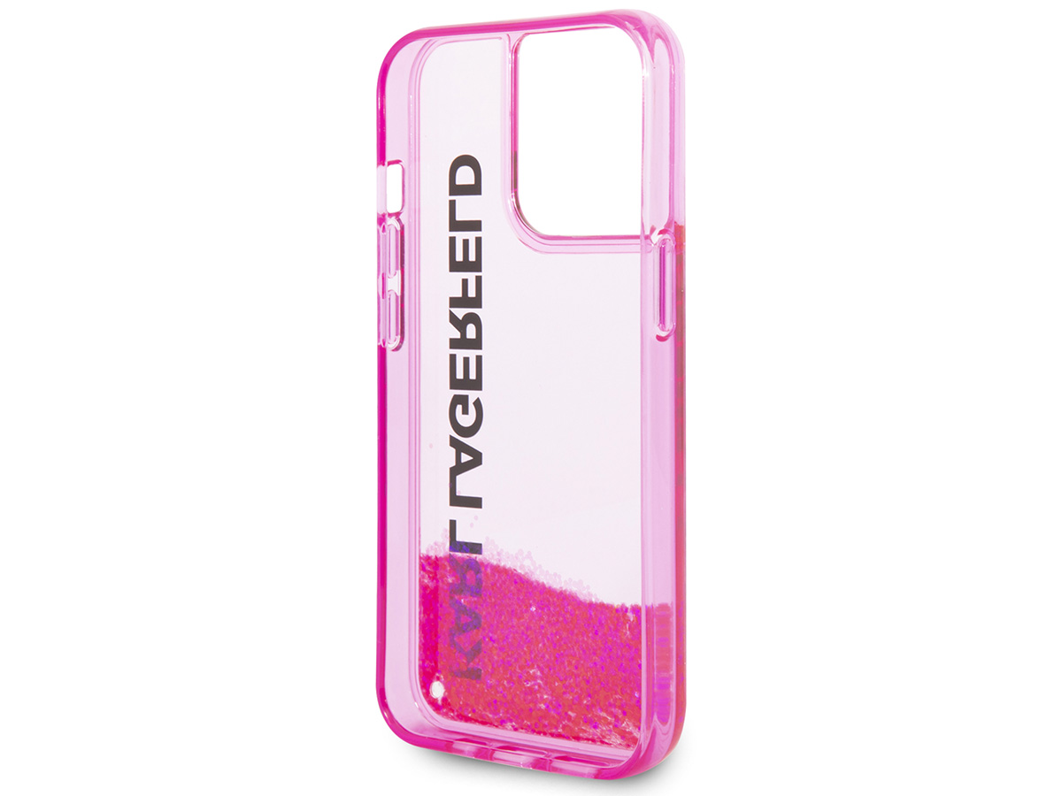 Karl Lagerfeld Liquid Glitter Case Roze - iPhone 14 Pro hoesje