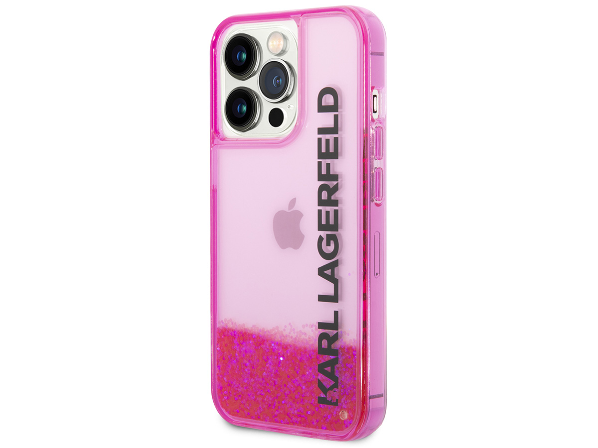 Karl Lagerfeld Liquid Glitter Case Roze - iPhone 14 Pro hoesje