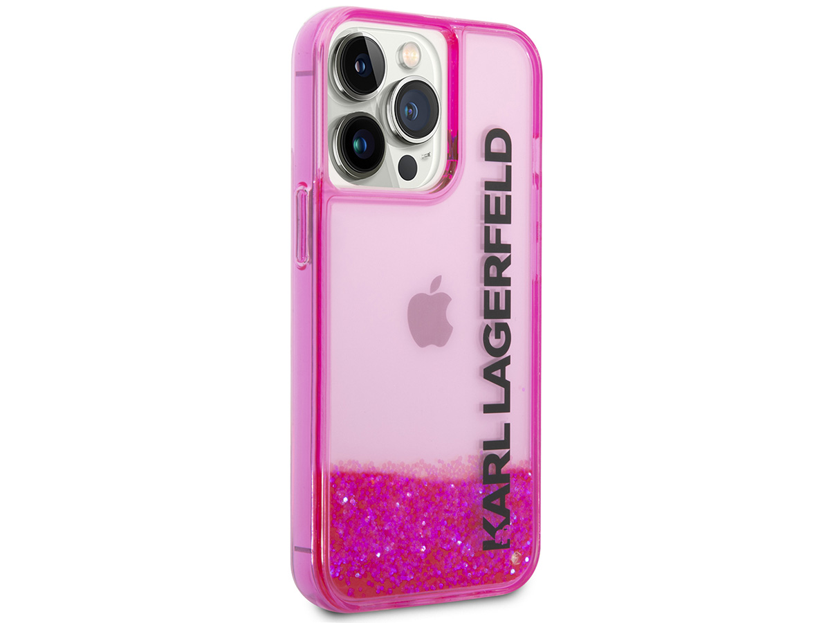 Karl Lagerfeld Liquid Glitter Case Roze - iPhone 14 Pro hoesje