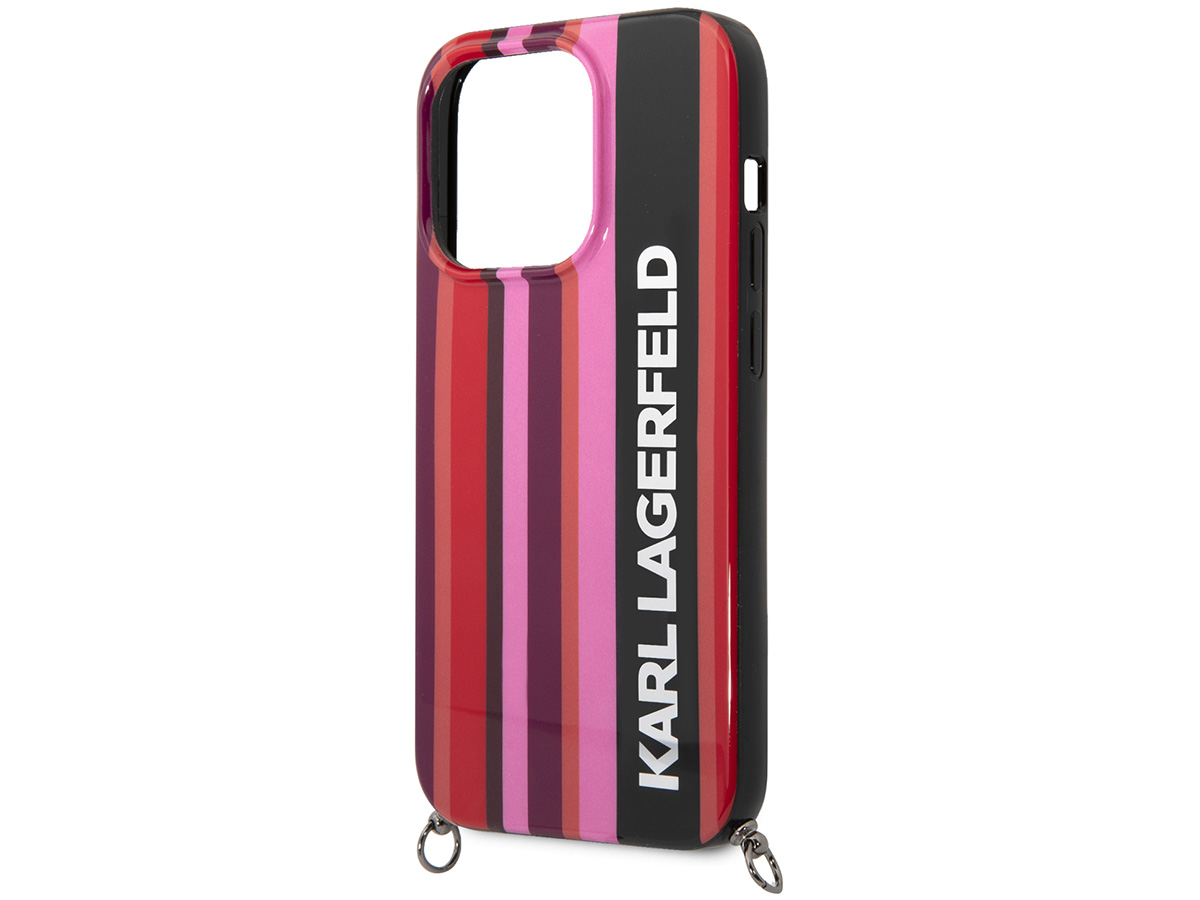 Karl Lagerfeld Striped Case met Koord - iPhone 14 Pro hoesje