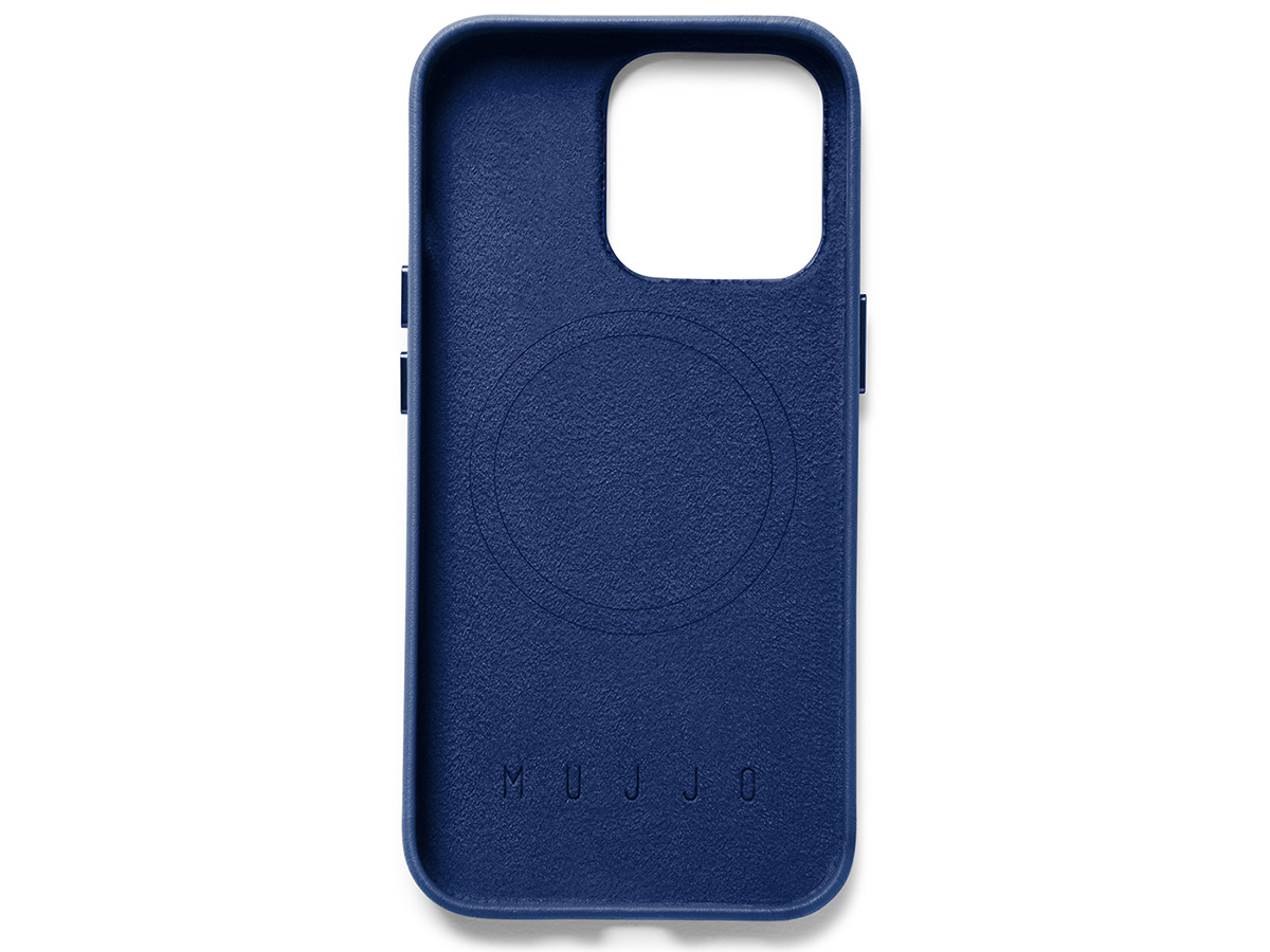 Mujjo Full Leather Case MagSafe Blue - iPhone 14 Pro Hoesje Leer