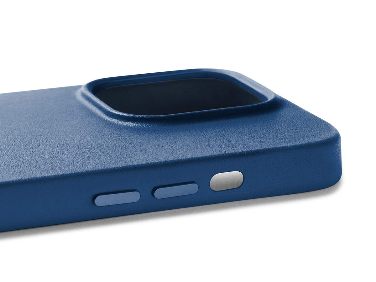 Mujjo Full Leather Case MagSafe Blue - iPhone 14 Pro Hoesje Leer