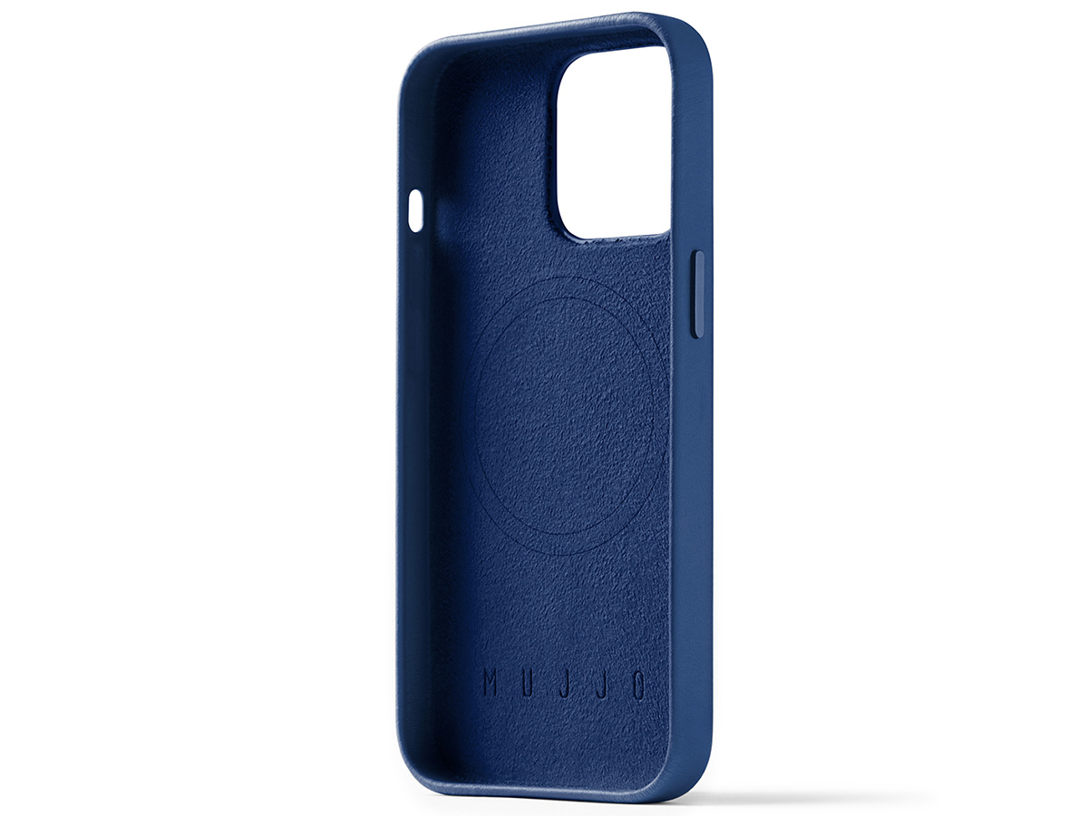 Mujjo Full Leather Case MagSafe Blue - iPhone 14 Pro Hoesje Leer