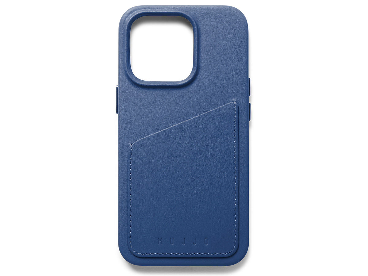 Mujjo Full Leather Wallet Case Blue - iPhone 14 Pro Hoesje Leer