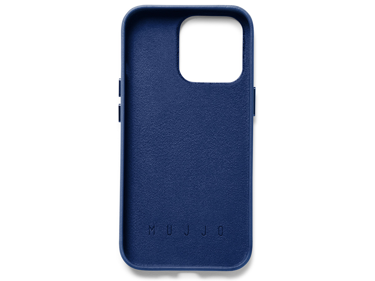 Mujjo Full Leather Wallet Case Blue - iPhone 14 Pro Hoesje Leer