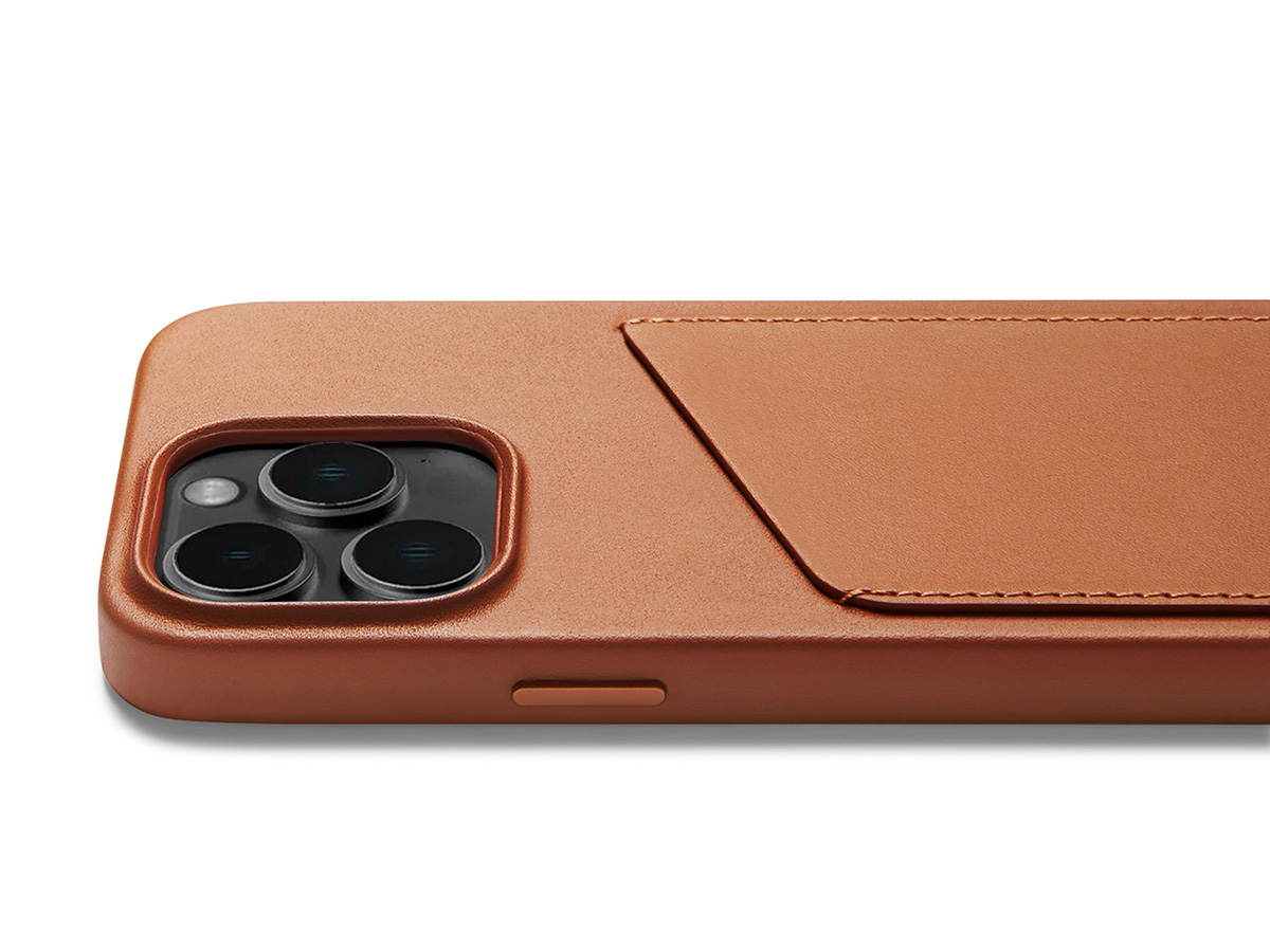 Mujjo Full Leather Wallet Case Tan - iPhone 14 Pro Hoesje Leer