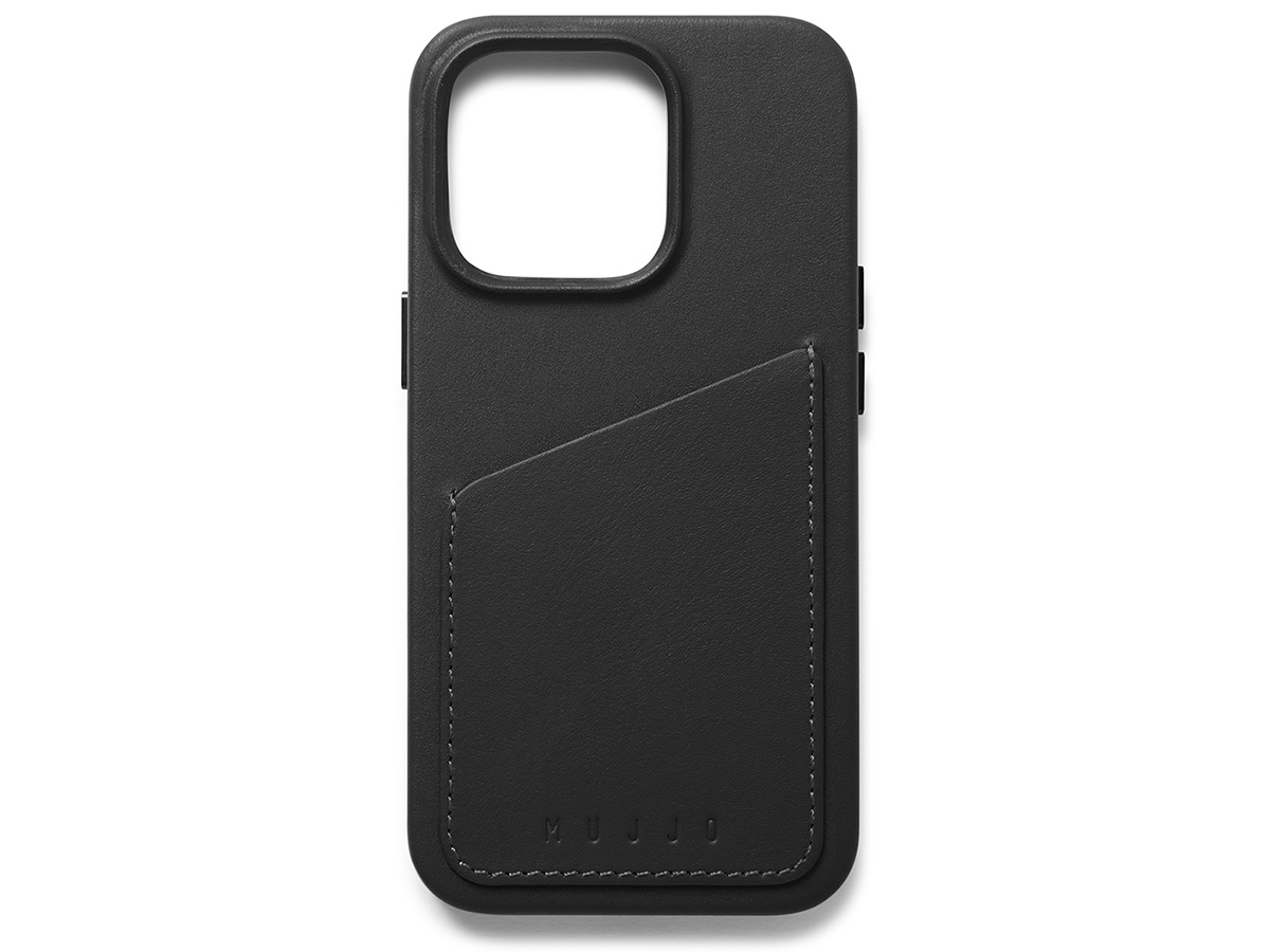 Mujjo Full Leather Wallet Case Black - iPhone 14 Pro Hoesje Leer