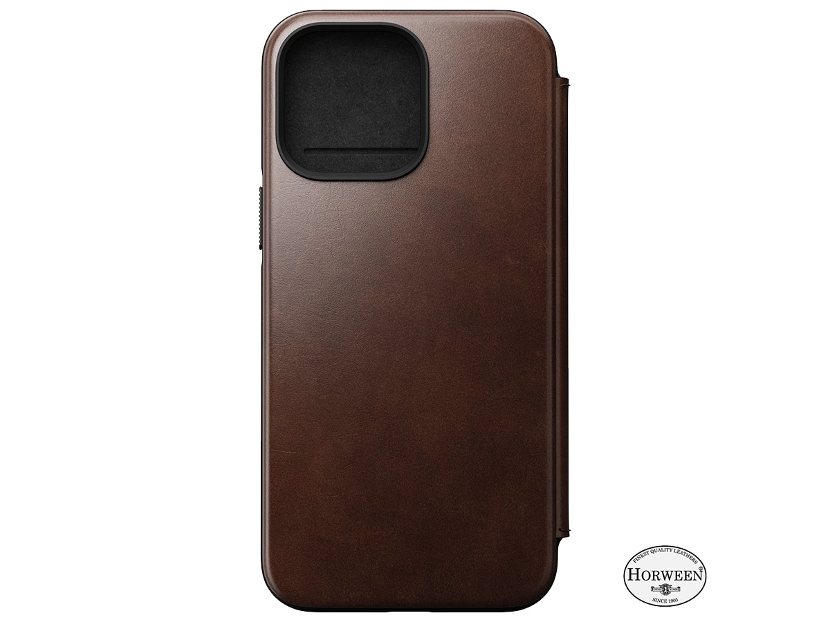 Nomad Modern Horween Leather Folio Bruin - iPhone 14 Pro hoesje