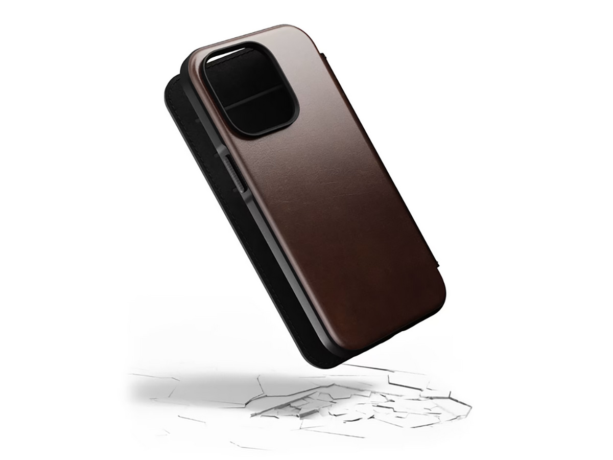 Nomad Modern Horween Leather Folio Bruin - iPhone 14 Pro hoesje