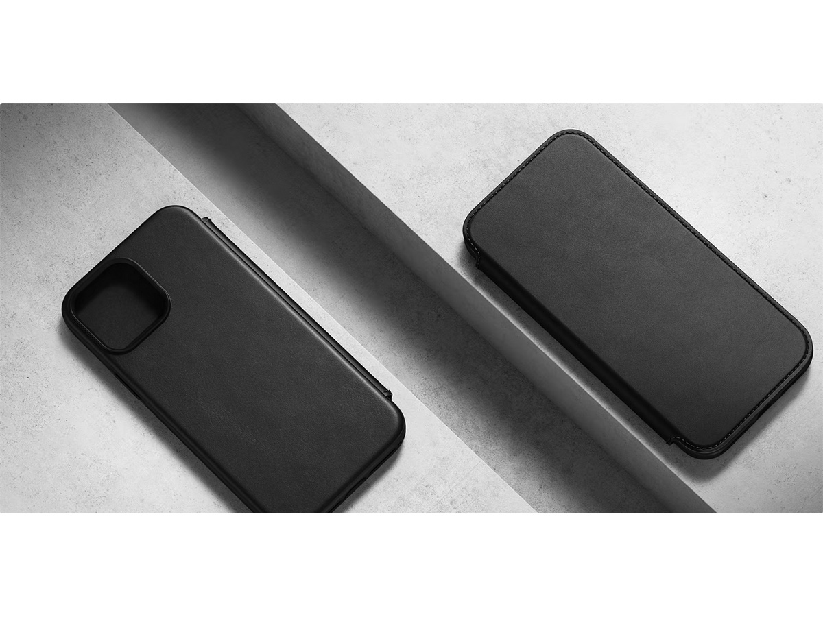 Nomad Modern Leather Folio Zwart - iPhone 14 Pro hoesje