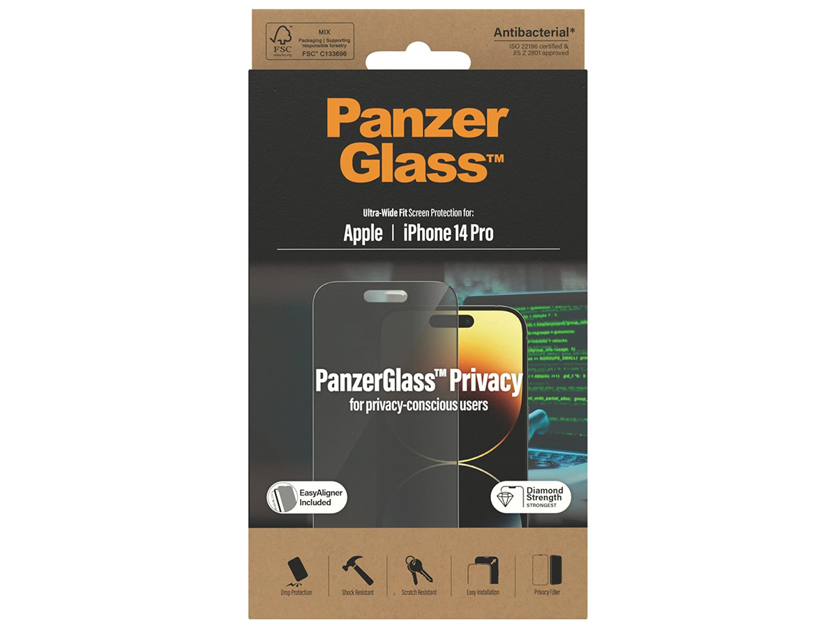 PanzerGlass iPhone 14 Pro Privacy Super+ Glas Wide Fit met EasyAligner