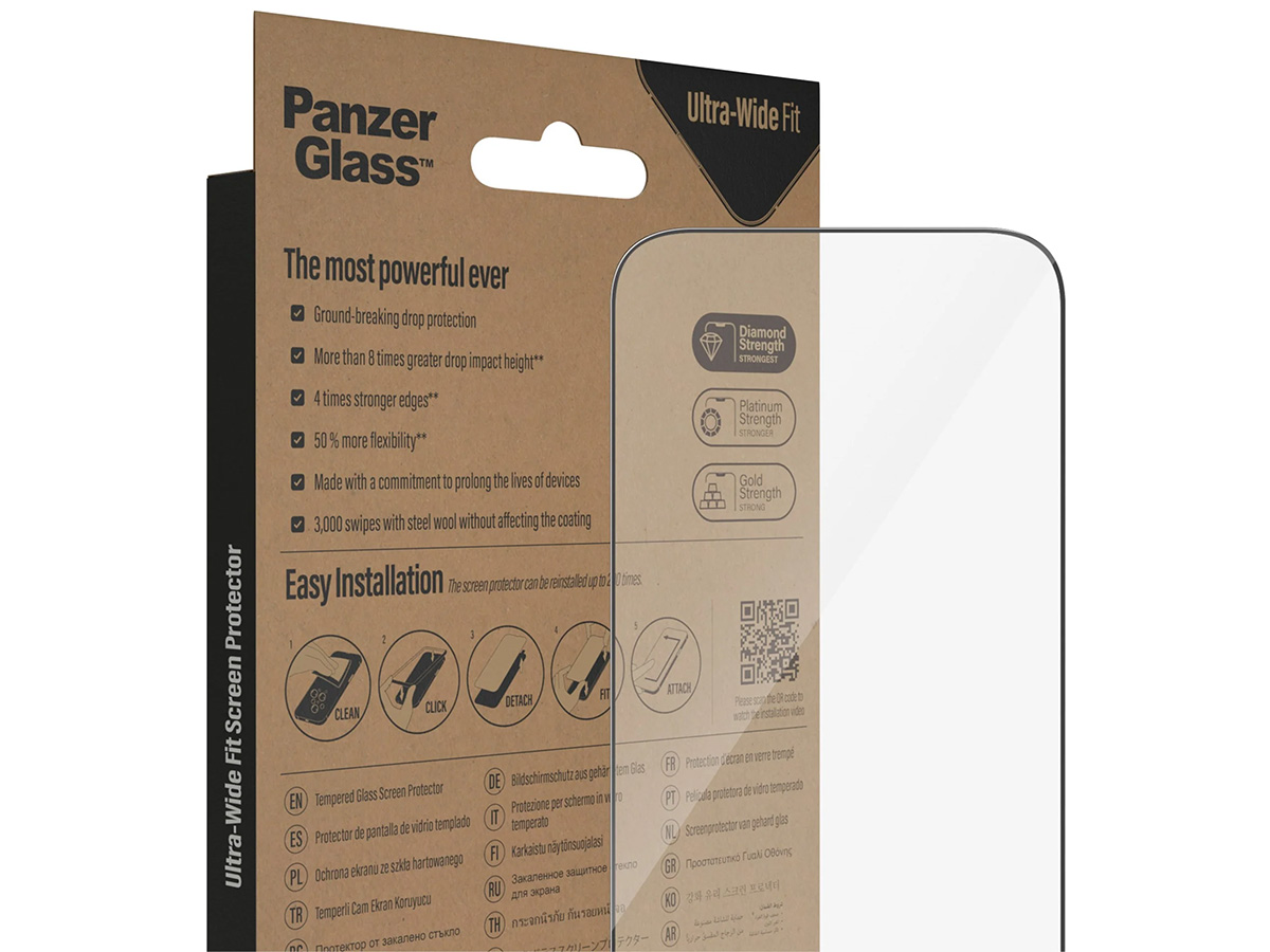 PanzerGlass iPhone 14 Pro Super+ Glas Wide Fit met EasyAligner