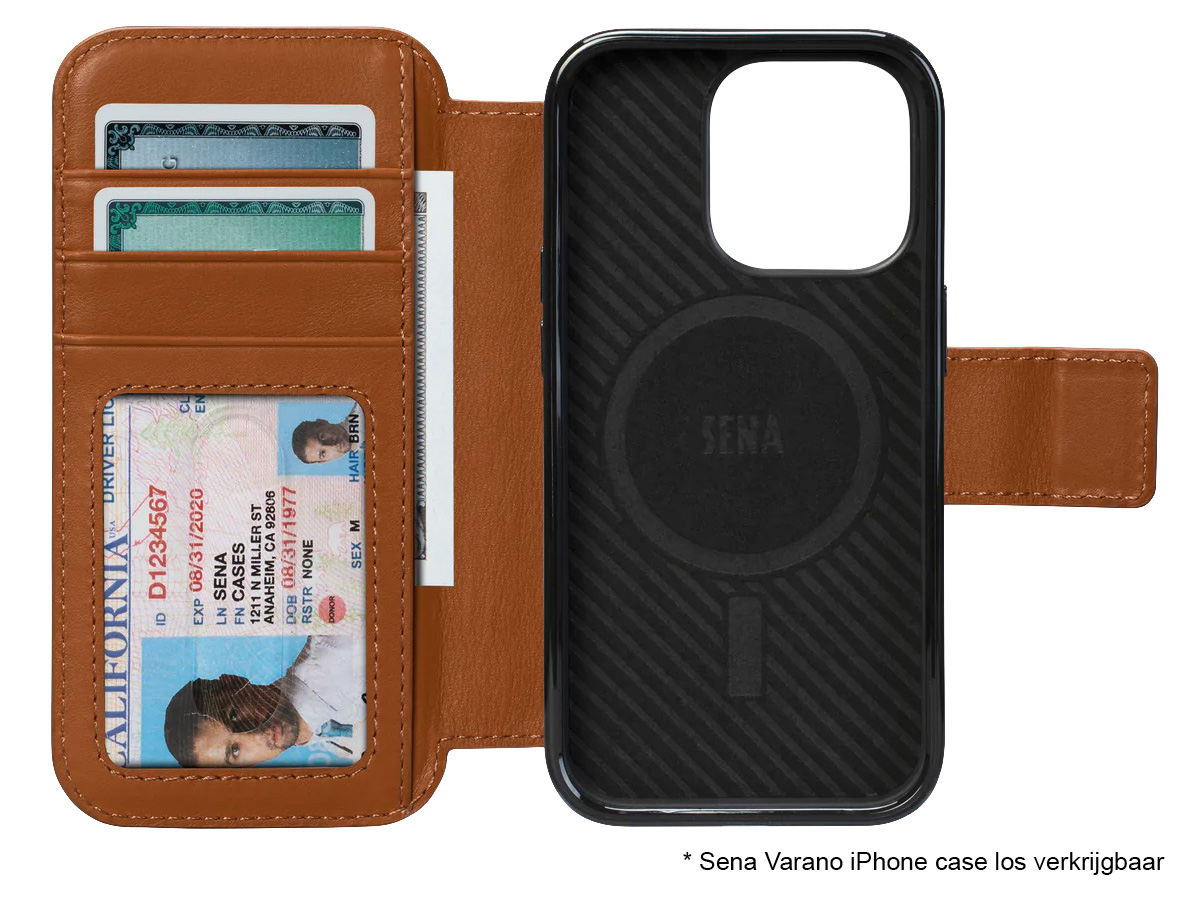 Sena Leather MagSafe Wallet Wrap Cognac - iPhone 14 & 14 Pro