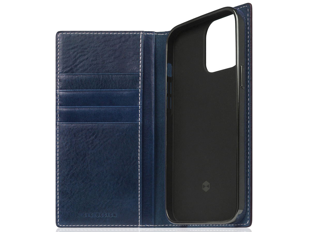 SLG Design D+ Temponata Folio Blauw - iPhone 14 Pro hoesje Leer