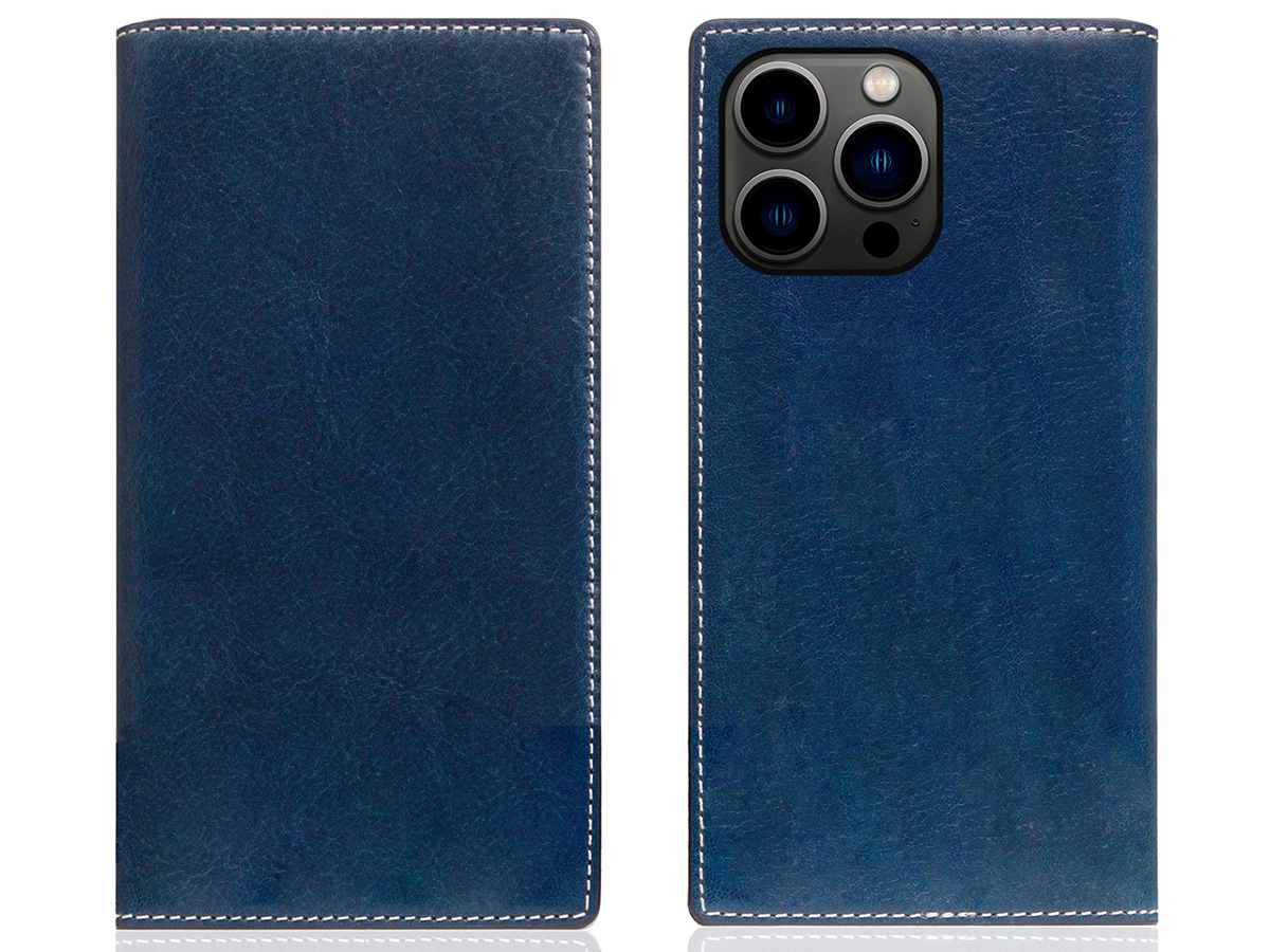 SLG Design D+ Temponata Folio Blauw - iPhone 14 Pro hoesje Leer
