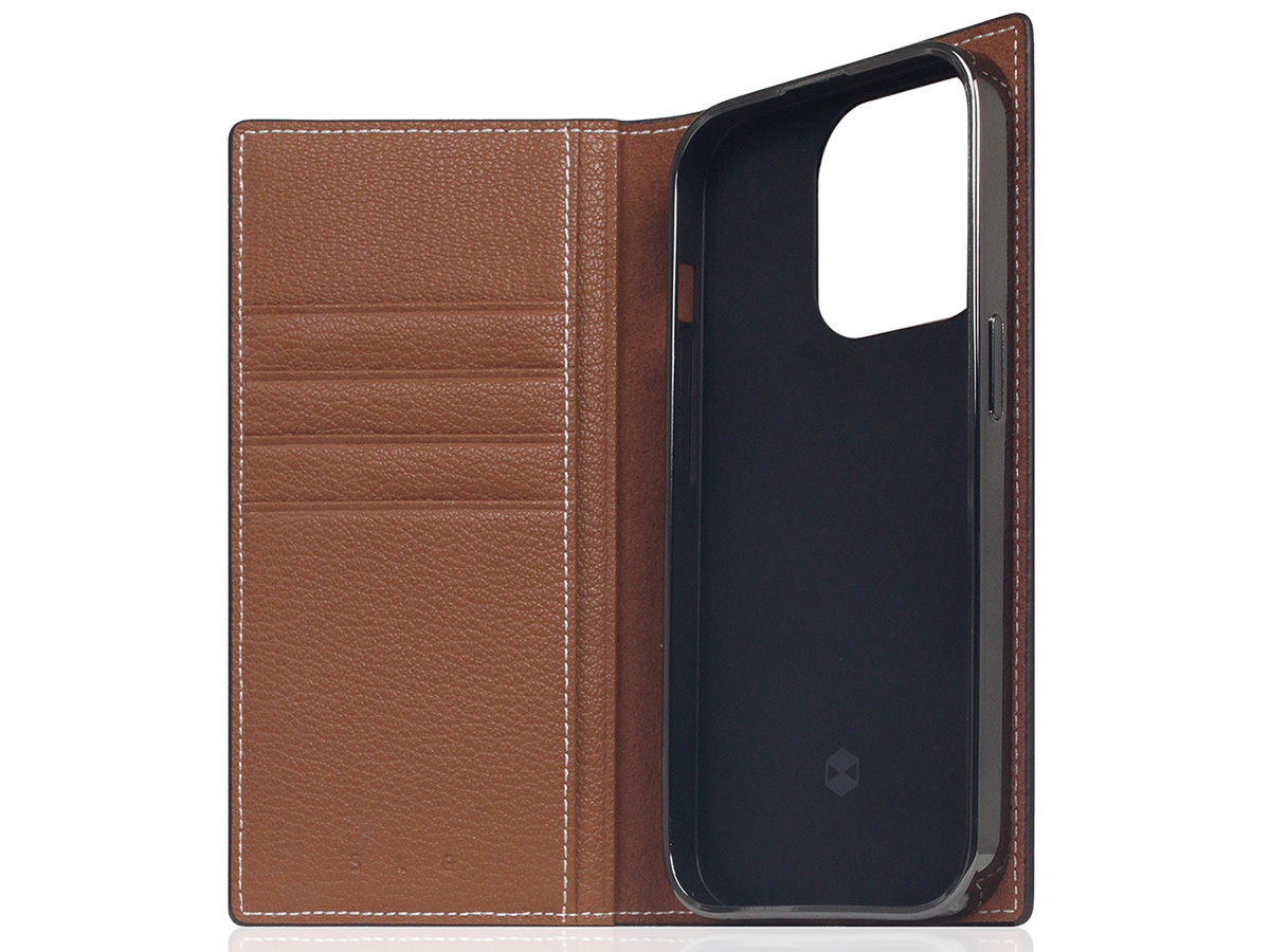 SLG Design D6 Leather Diary Case Bruin - iPhone 14 Pro hoesje Leer