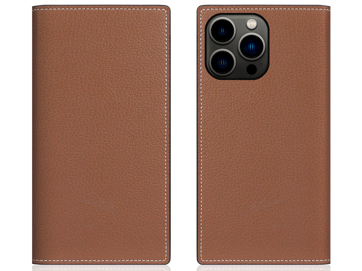 SLG Design D6 Leather Diary Case Bruin - iPhone 14 Pro hoesje Leer